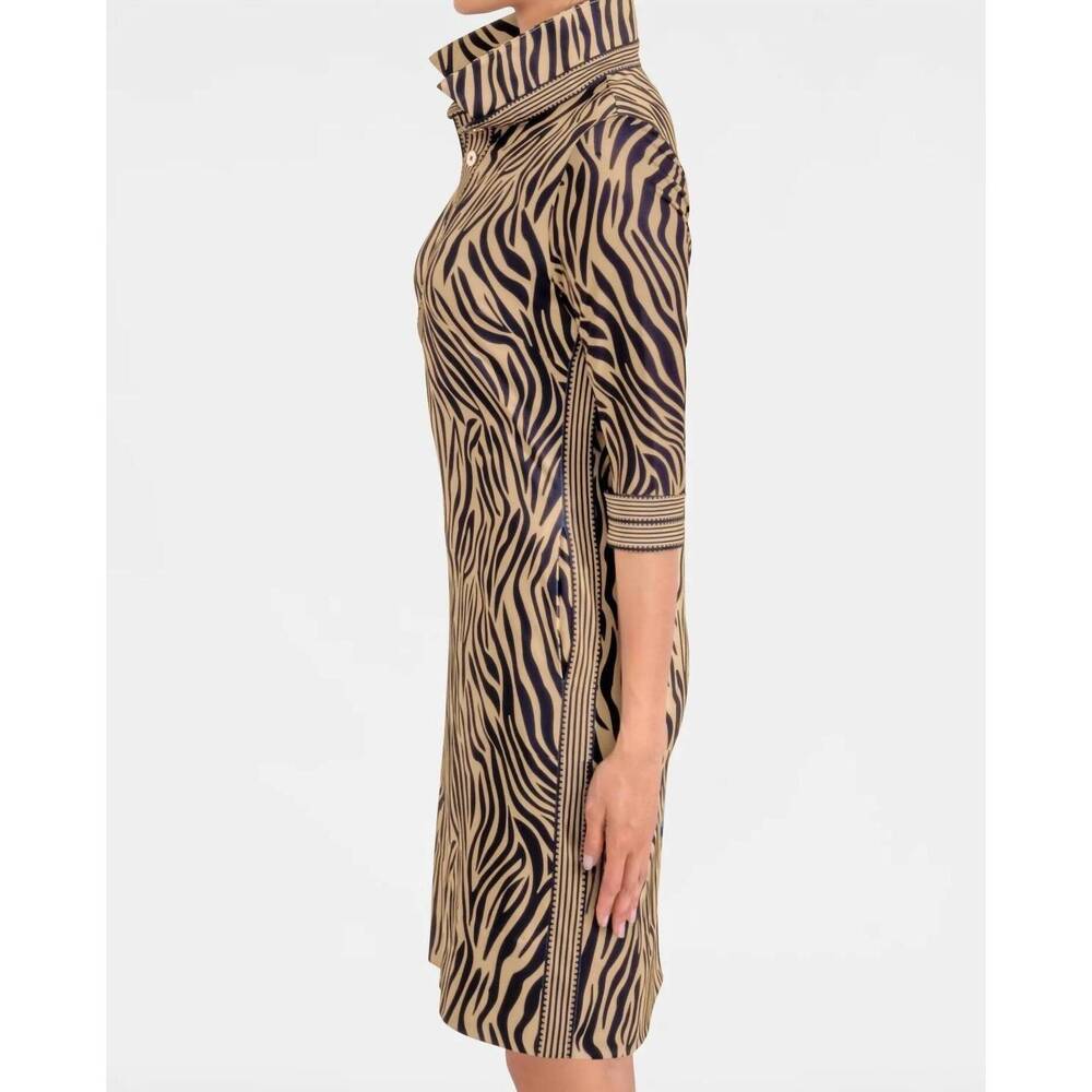 NEW GRETCHEN SCOTT animal instinct everywhere mini dress in zebra khaki - Picture 3 of 6